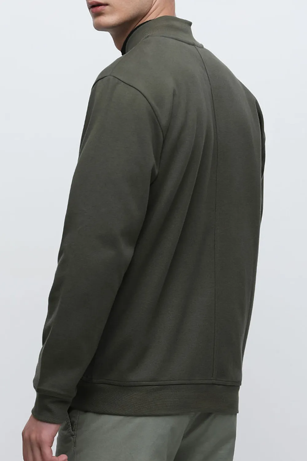 Dark Green Jersey Bomber Jacket