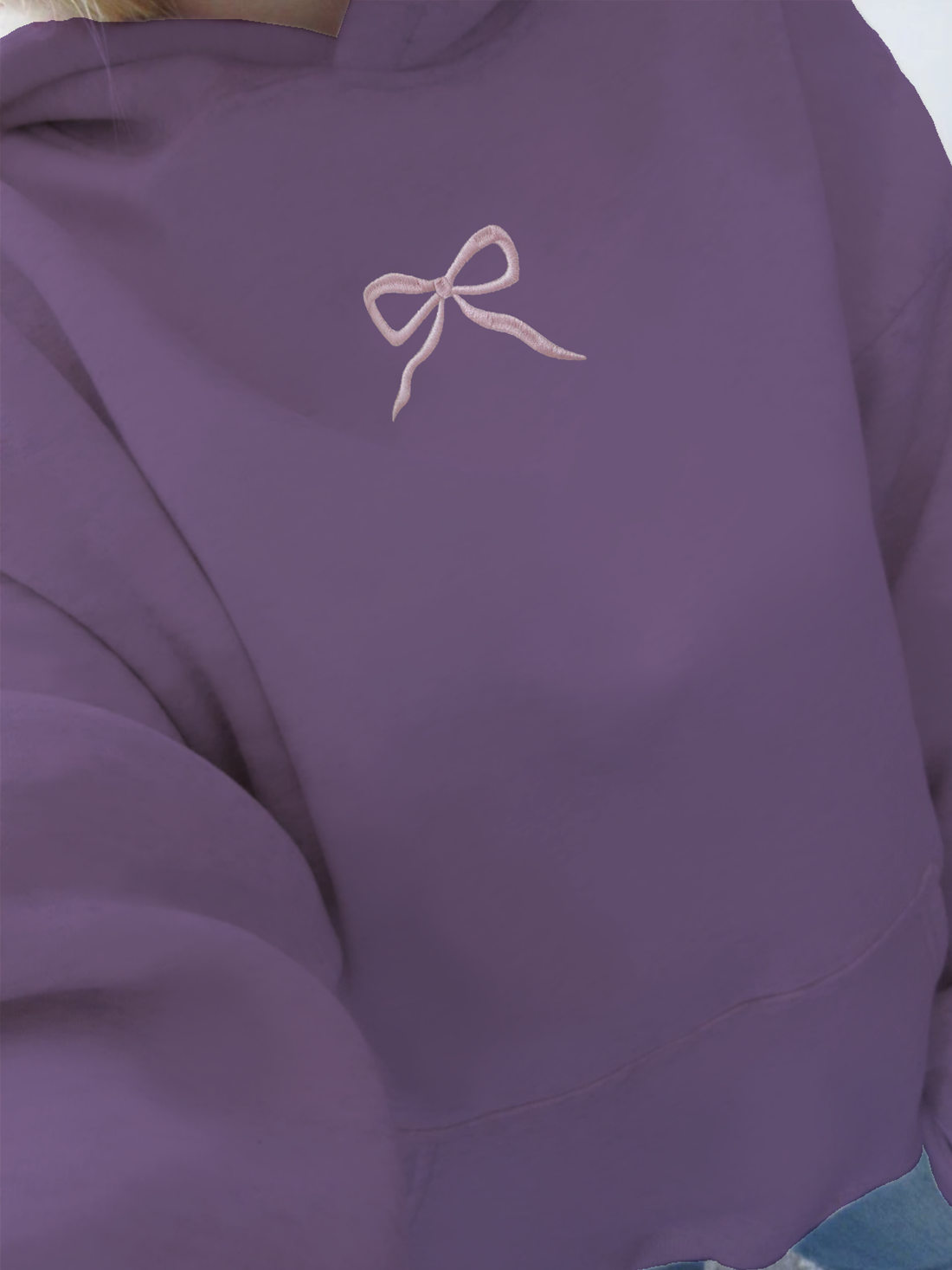 Embroidered Bow Printed Hoodie