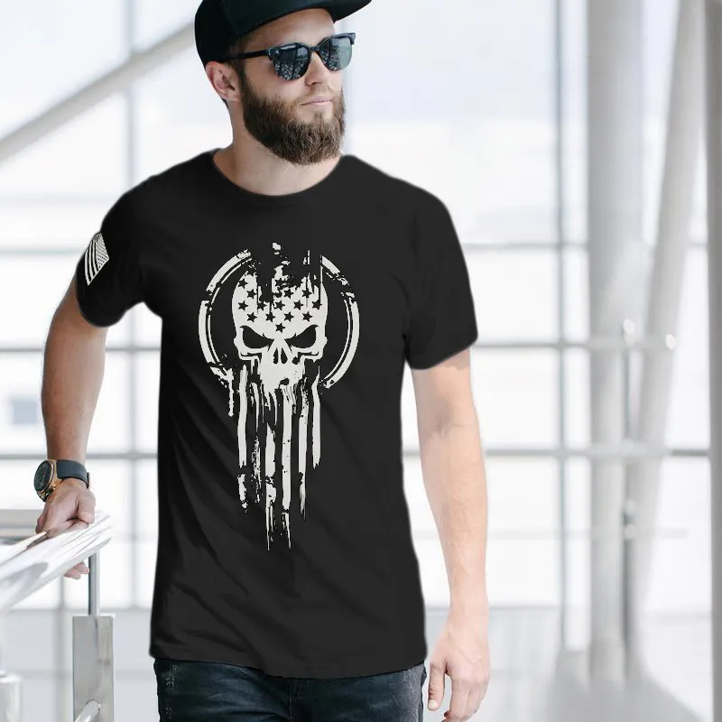 American Soldier T-Shirt - Casual Crew Collar, Short Sleeves, Lightweight Cotton Shirt, Suitable For All Seasons - Men'S Wear, Top