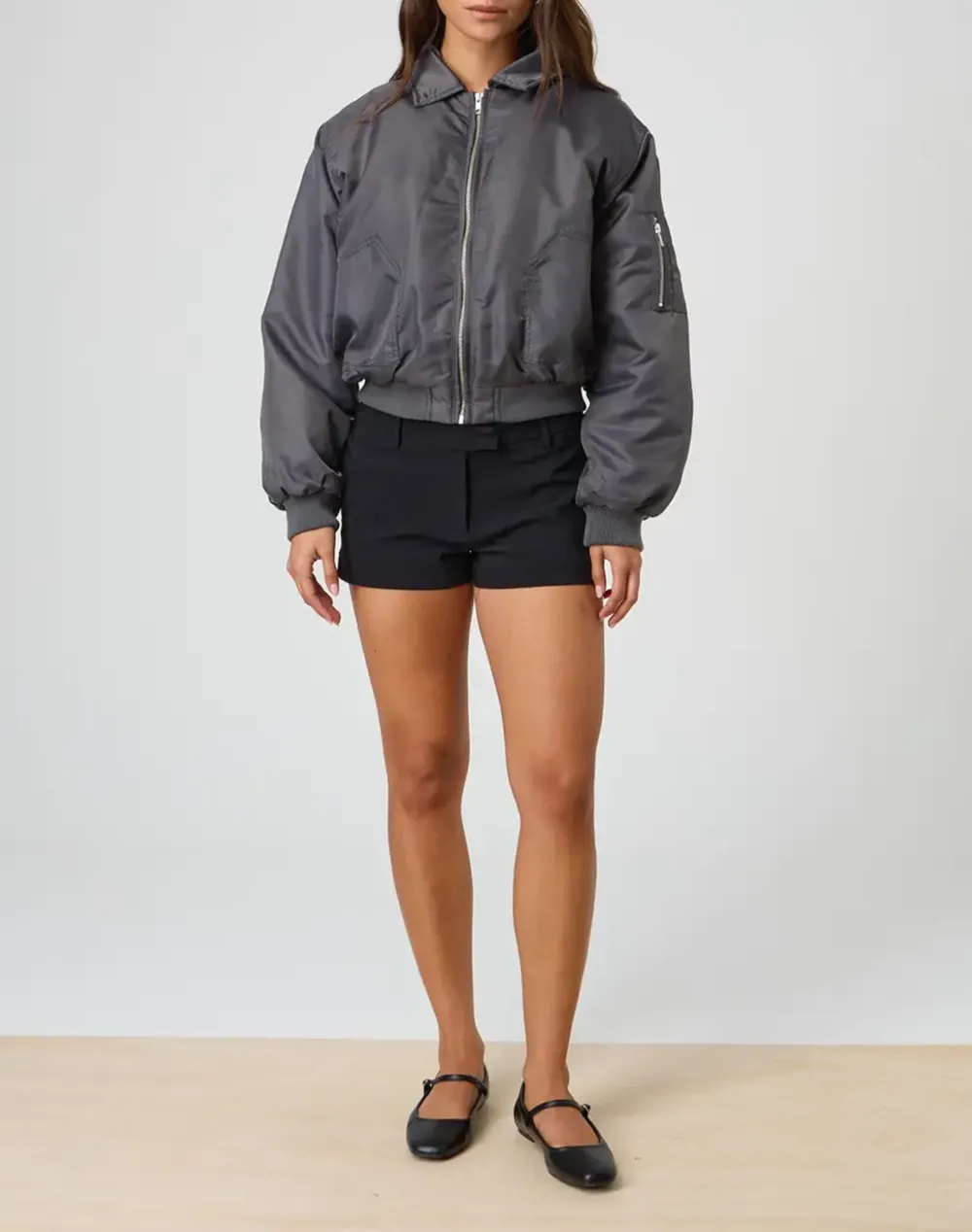 Cropped Bomber Jacket