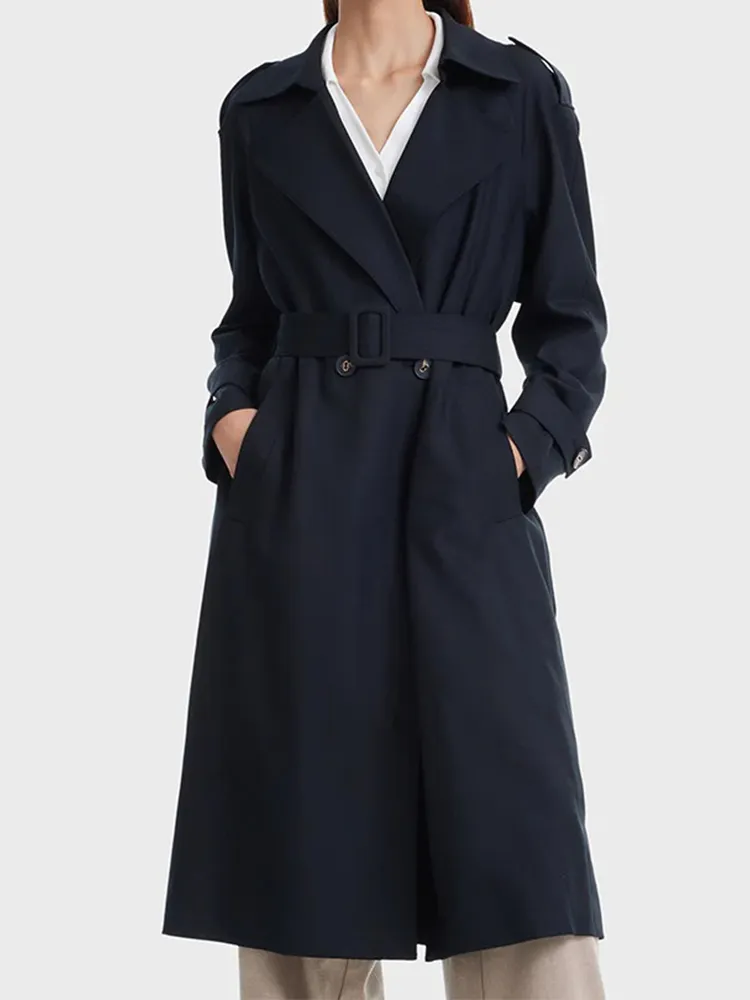 Worsted Woolen Double-Breasted Trench Coat