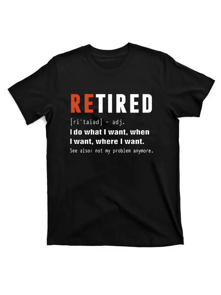 Funny Retired Definition Cotton Short Sleeve Graphic T-Shirt