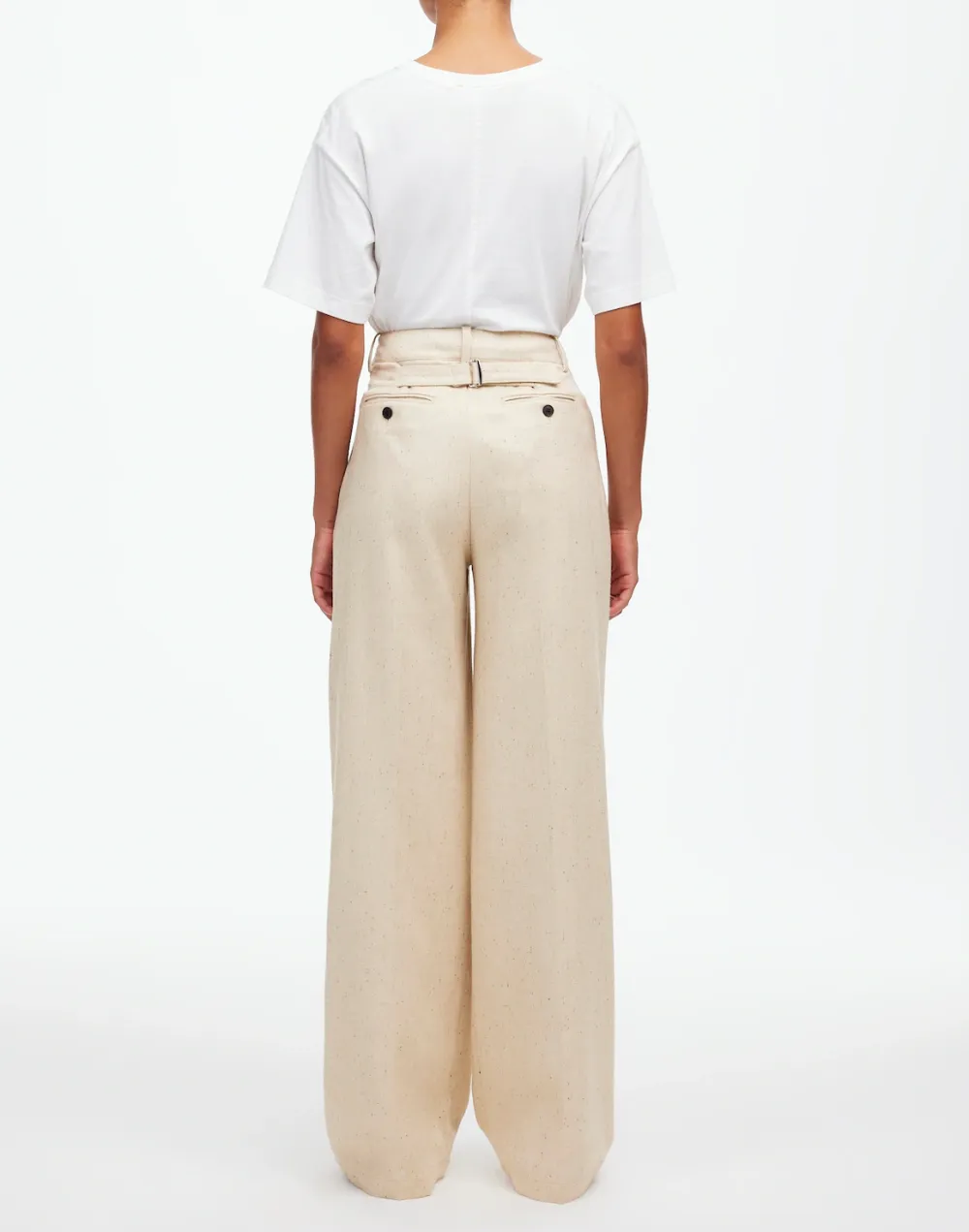 Wide-Leg Pant in Herringbone Italian Fabric