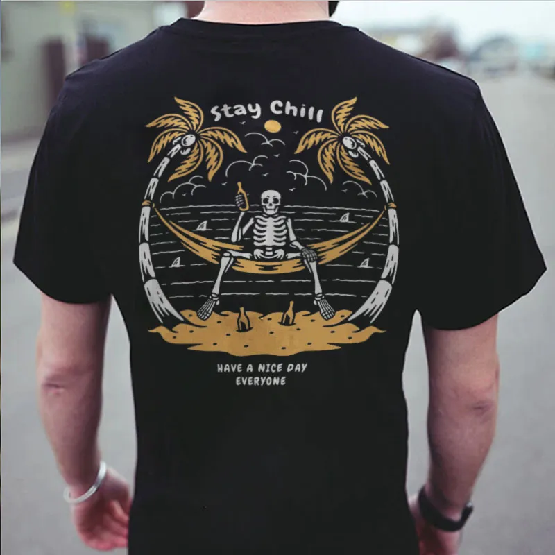 Have A Nice Day Skull's On Holiday Printed Men's T-shirt