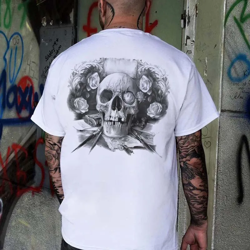 Floral Skull Printed Men's T-shirt