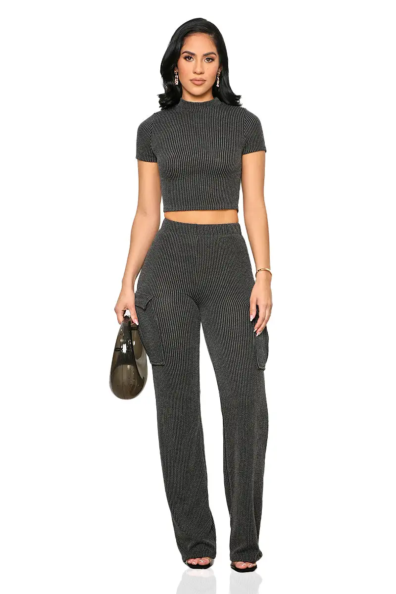 Just Chill Pants Set (Charcoal)-FINAL SALE