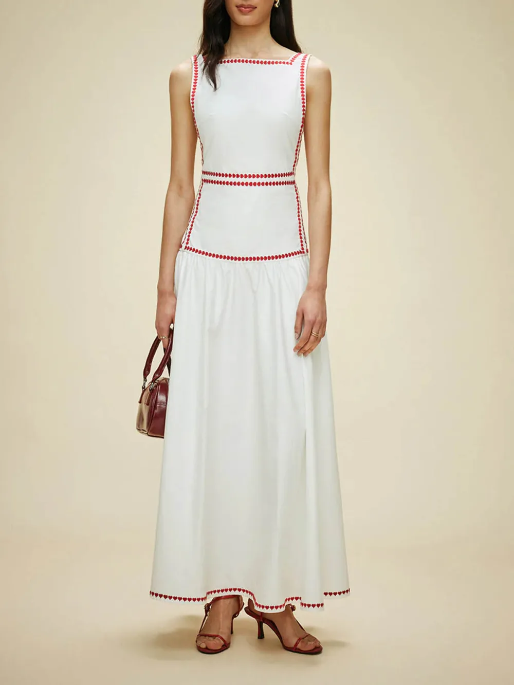 Tied Back Heart Detail Sleeveless Dress