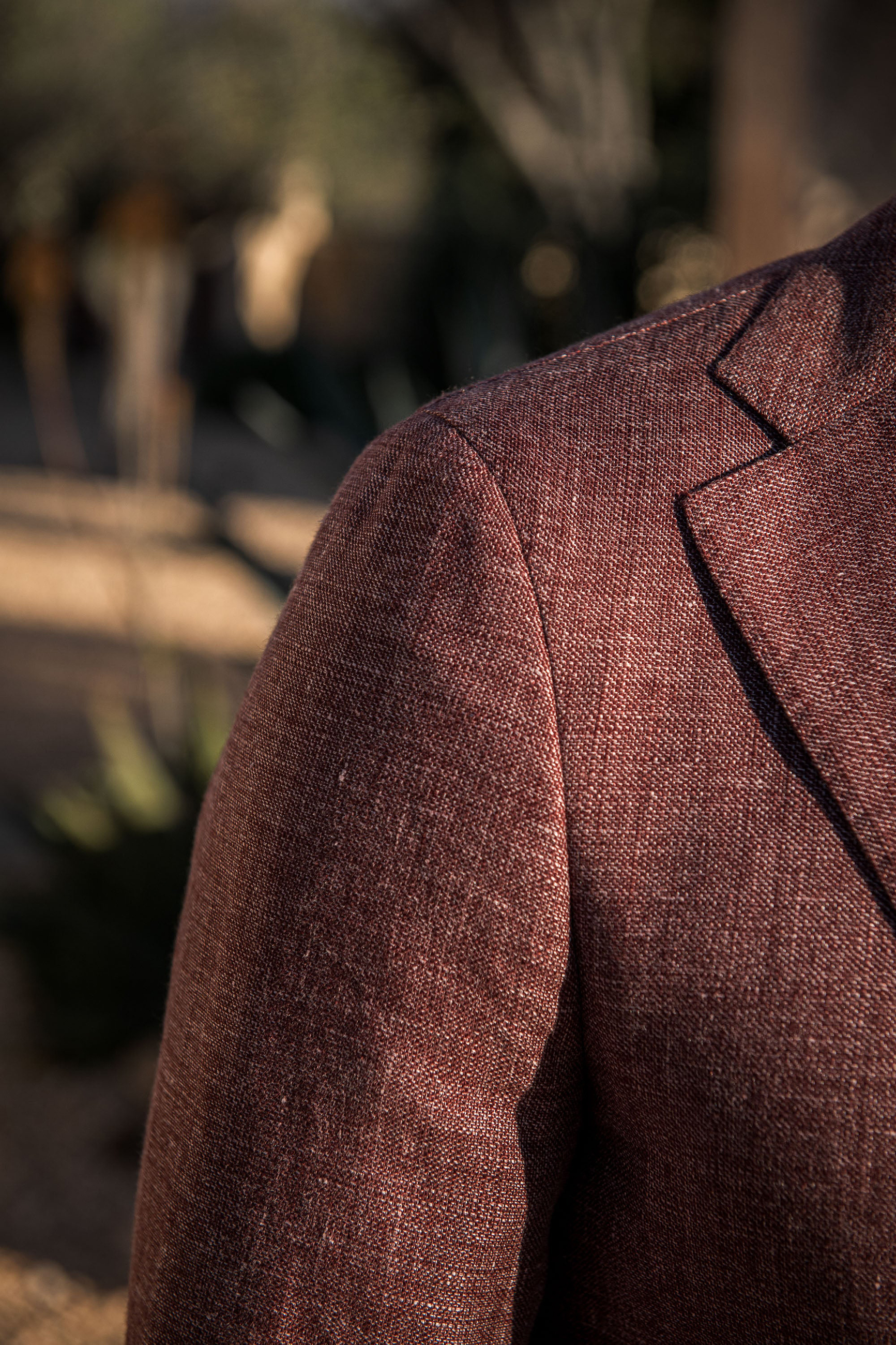 Burgundy Linen And Wool Jacket