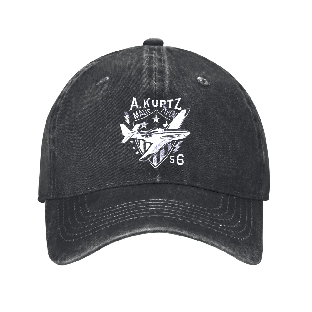 No. 56 Powerful Fighter Washed Denim Peaked Hat