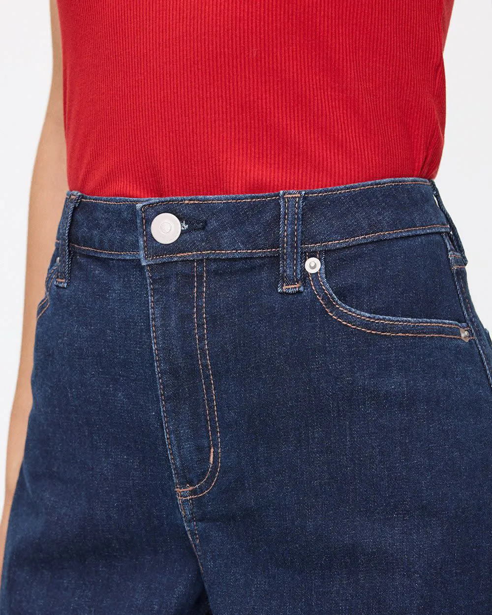 Mid-Rise Denim Shorts with Rolled Hem