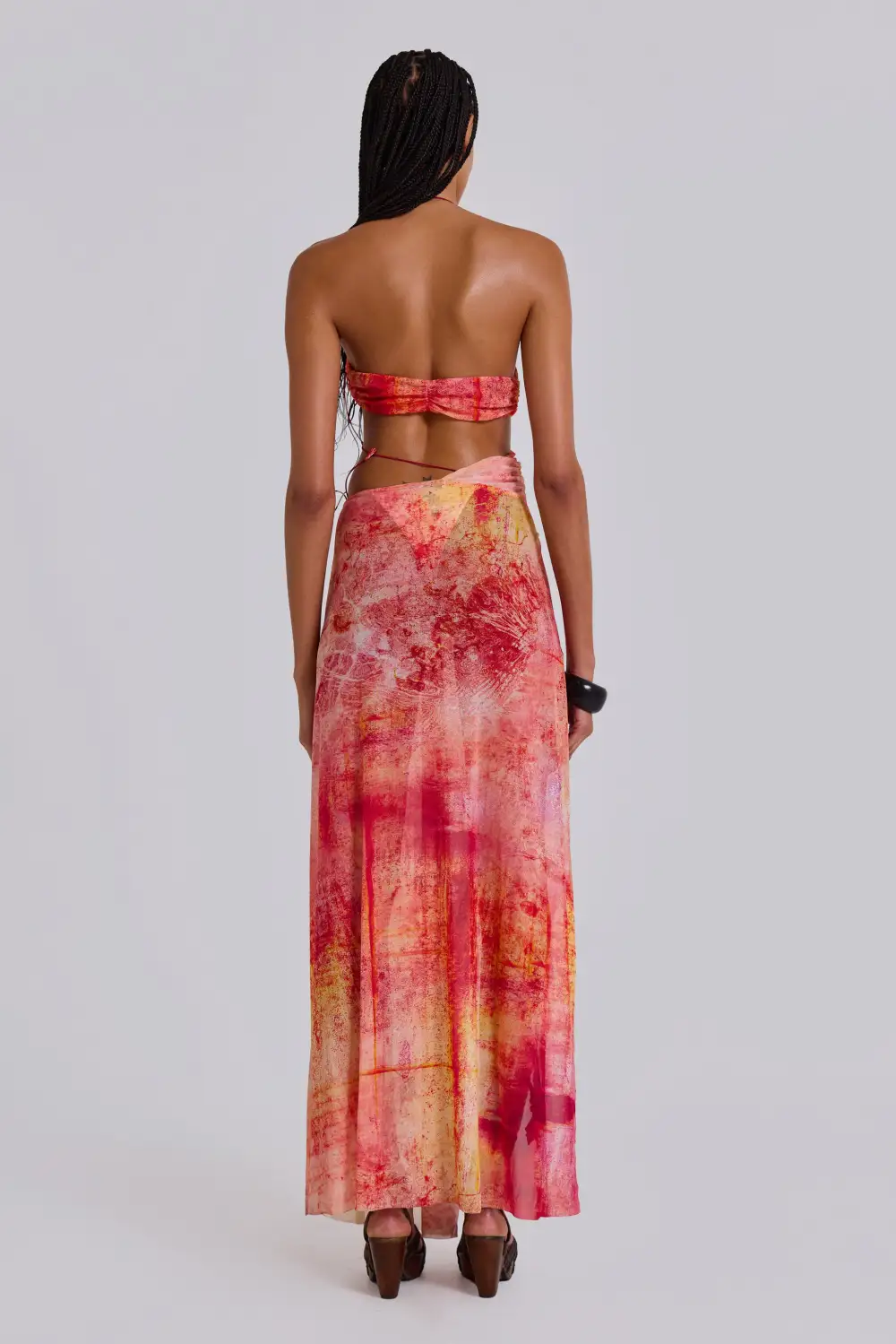 Cantha Asymmetric Cut Out Maxi Dress in Sunset