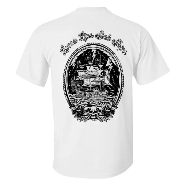 Loose Lips Link Ships Printed Men's T-shirt