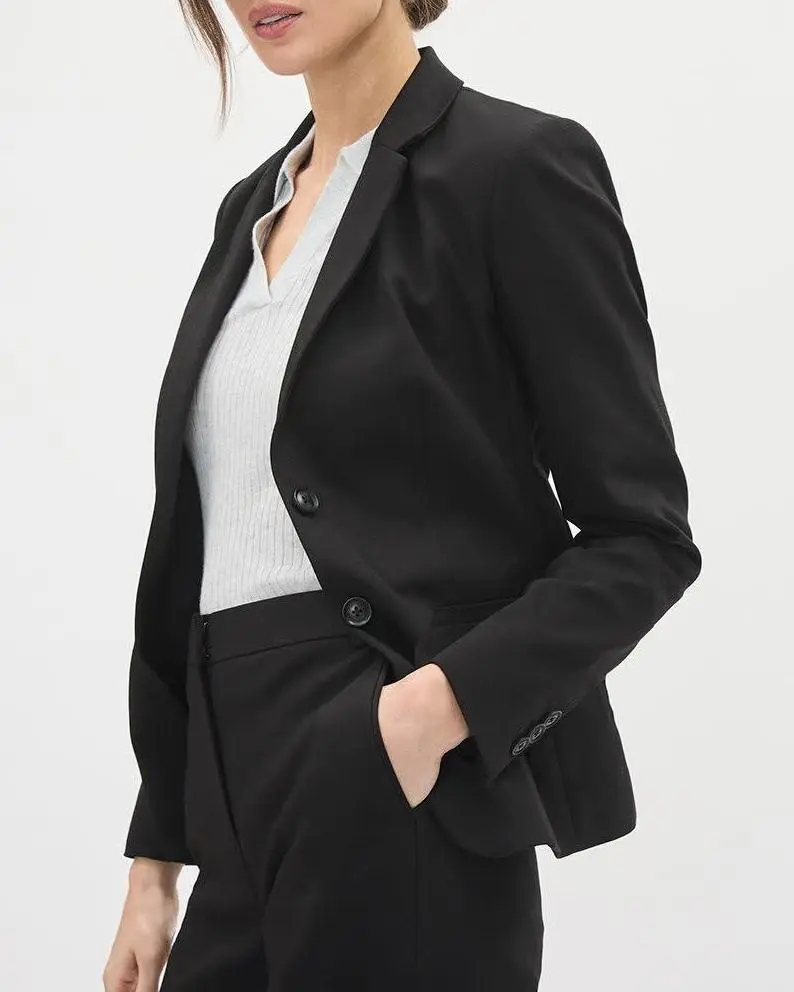 Limitless Black Two-Button Short Fitted Blazer