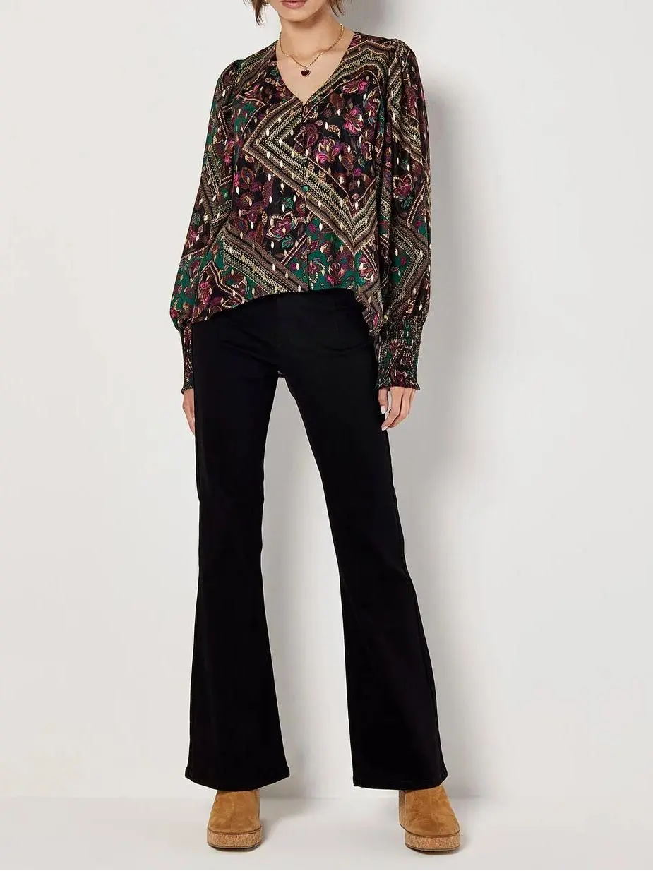 Gold Foil Floral Blouse