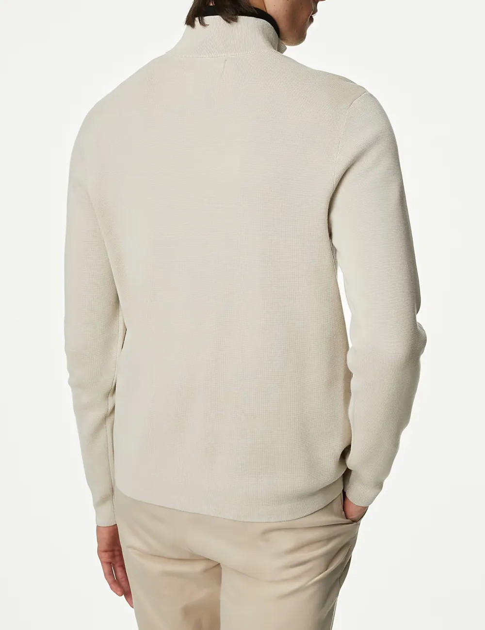 Cotton Rich Funnel Neck Half Zip Jumper