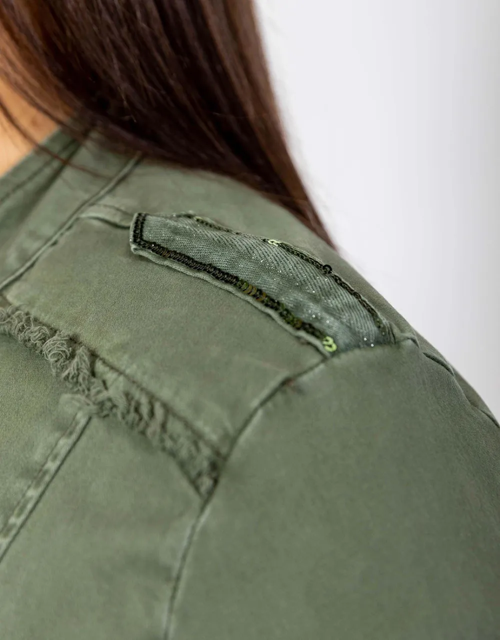 Military Denim Jacket - Khaki