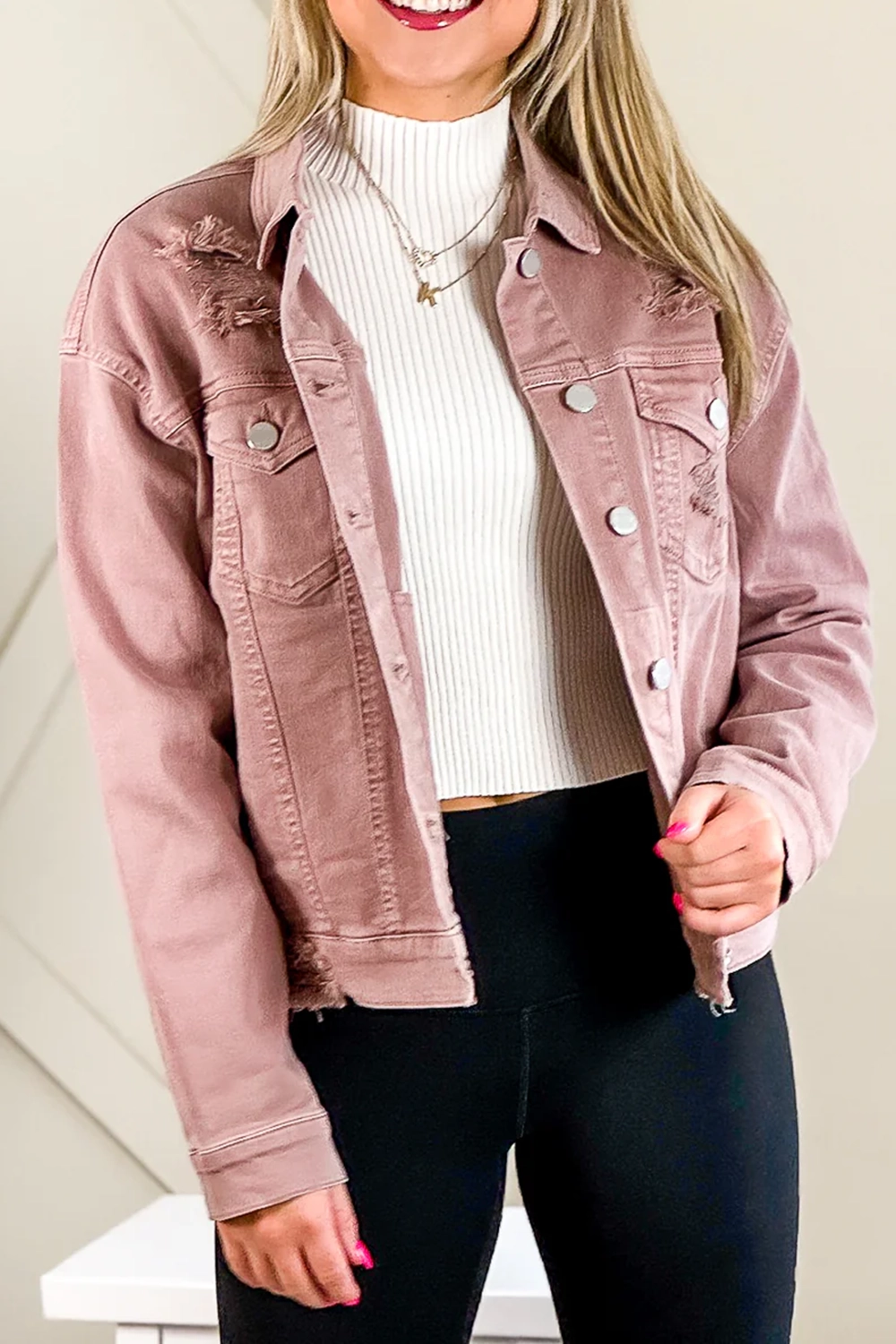 Pink denim jacket