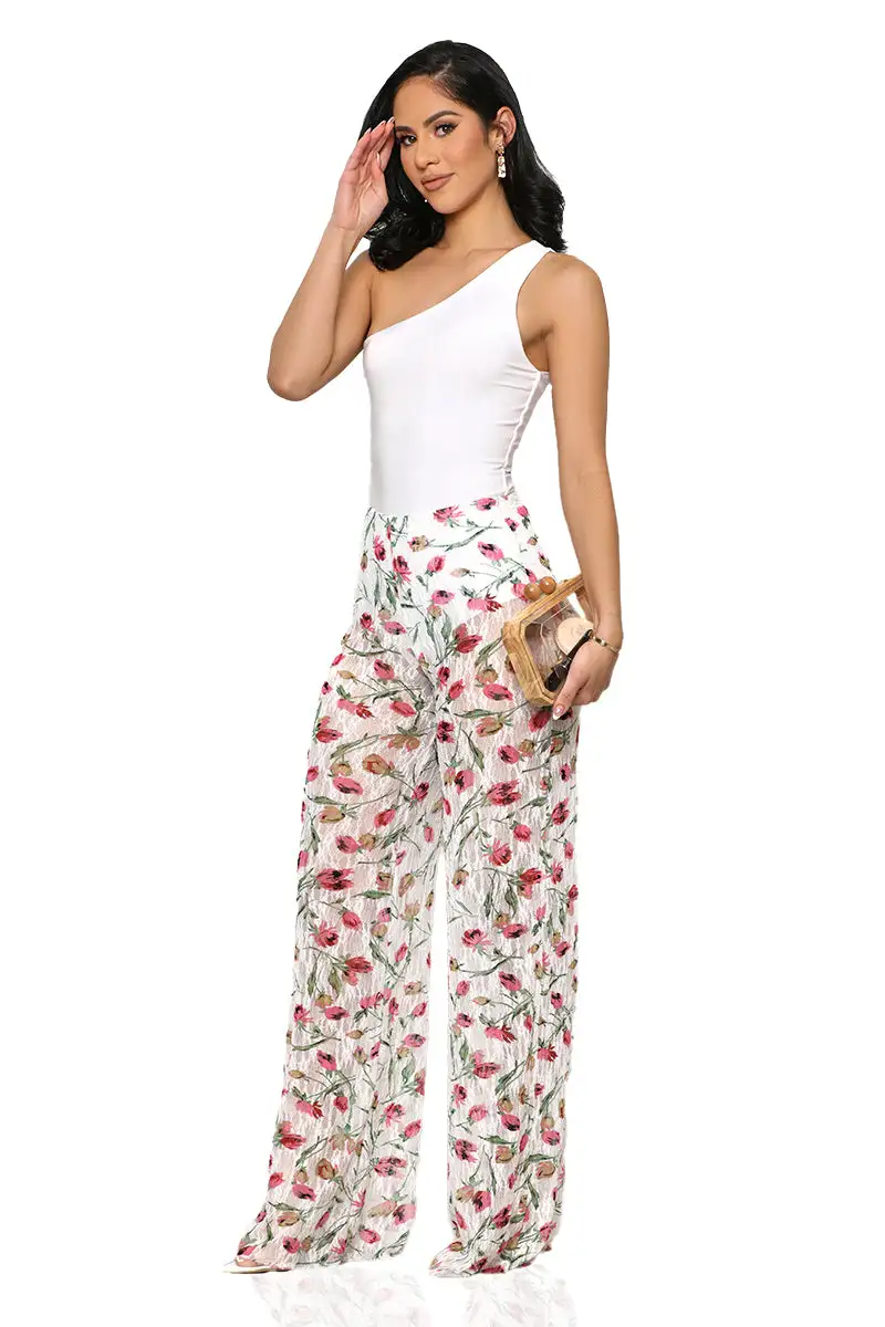 Throwing Roses Lace Pants (White Multi)-FINAL SALE
