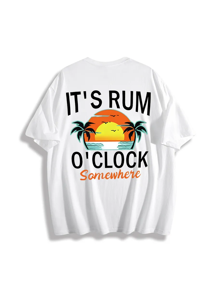 Funny Beach Rum Drinking Shirt, It’S Rum O’Clock Somewhere