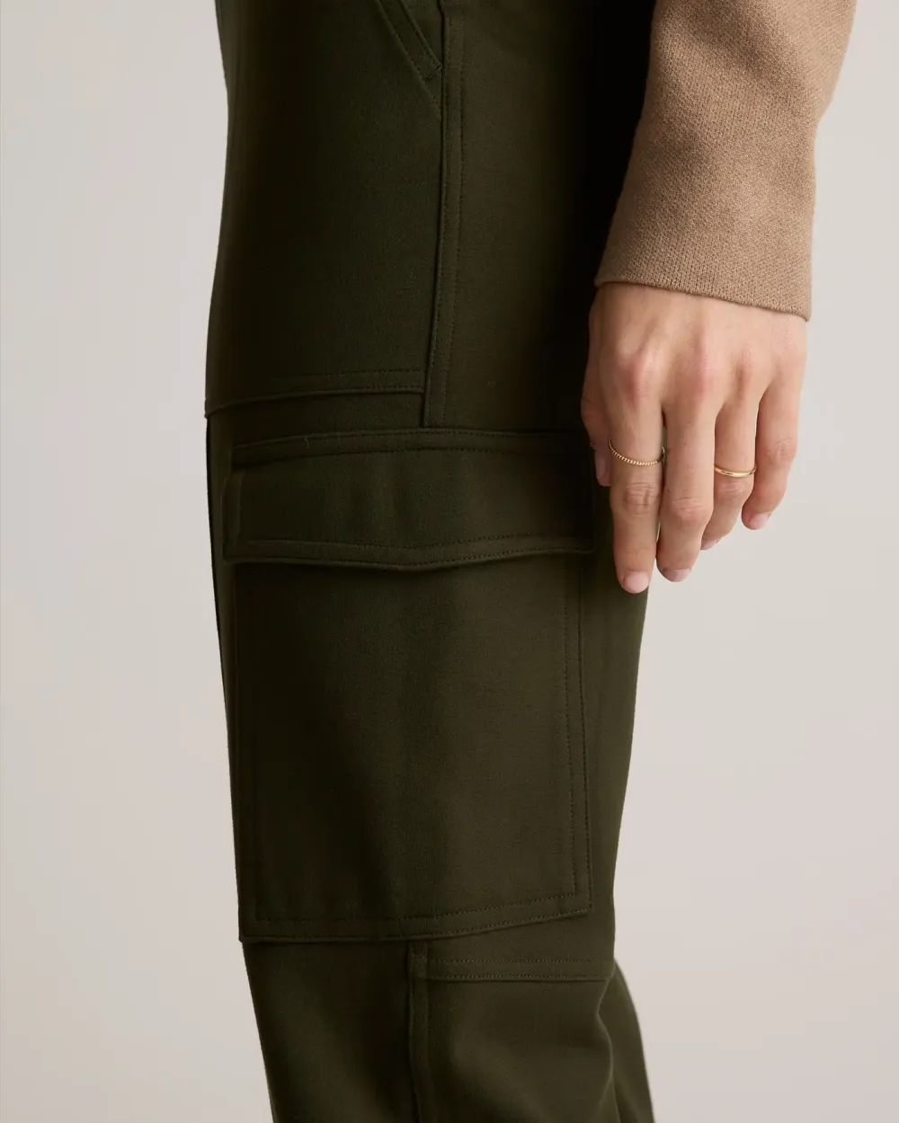 Ultra-Stretch Ponte Tapered Cargo Pants