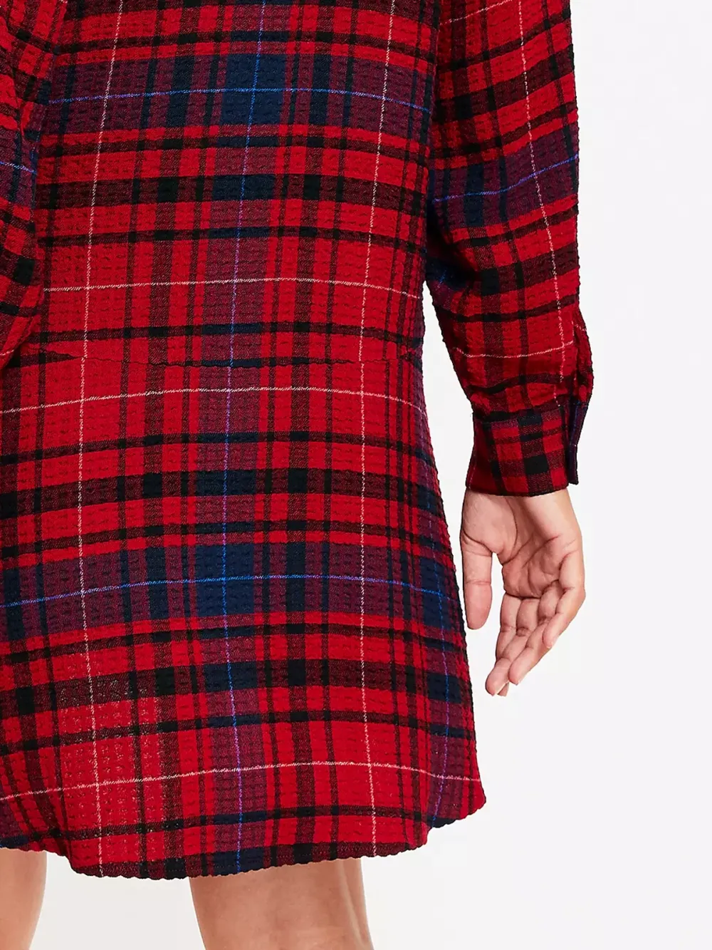 Plaid Flounce Mini Shirtdress