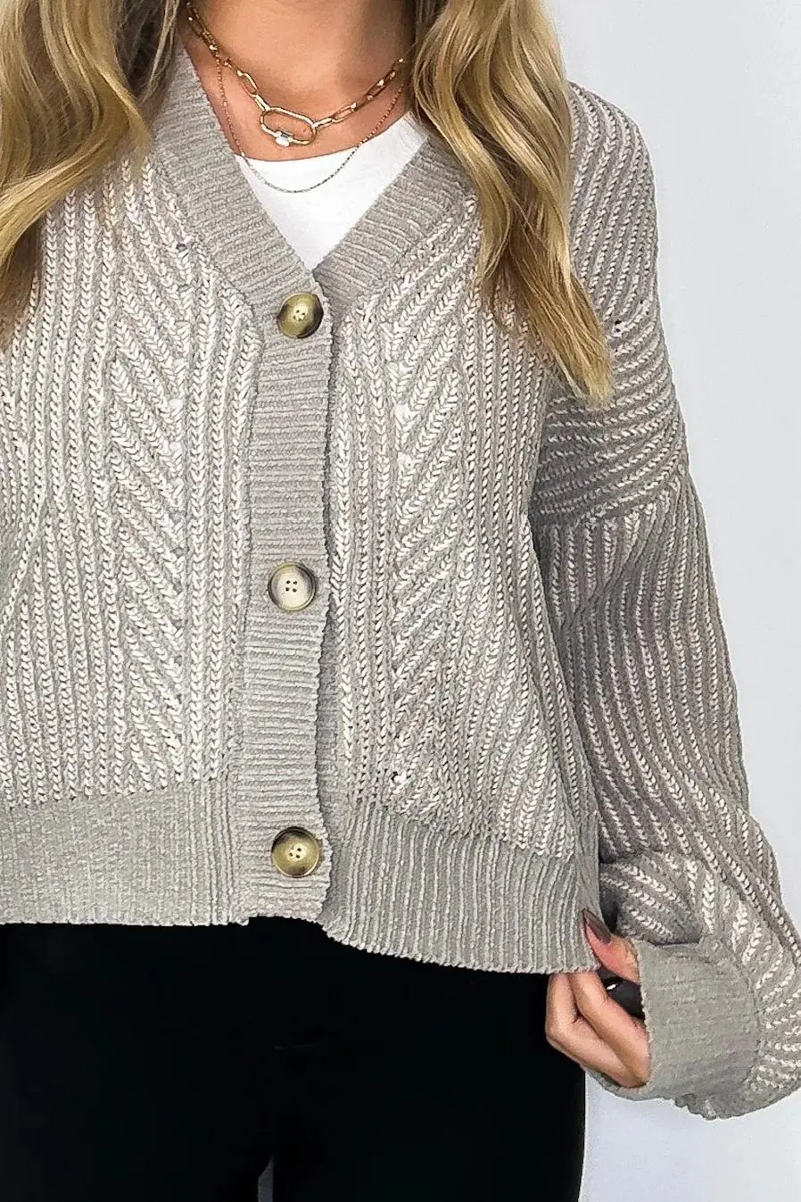 Two Tone Button Down Cardigan