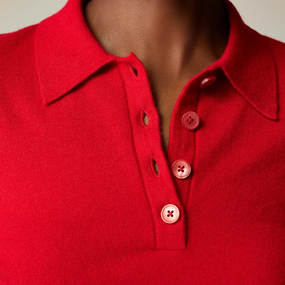 cashmere-blend long-sleeve polo shirt