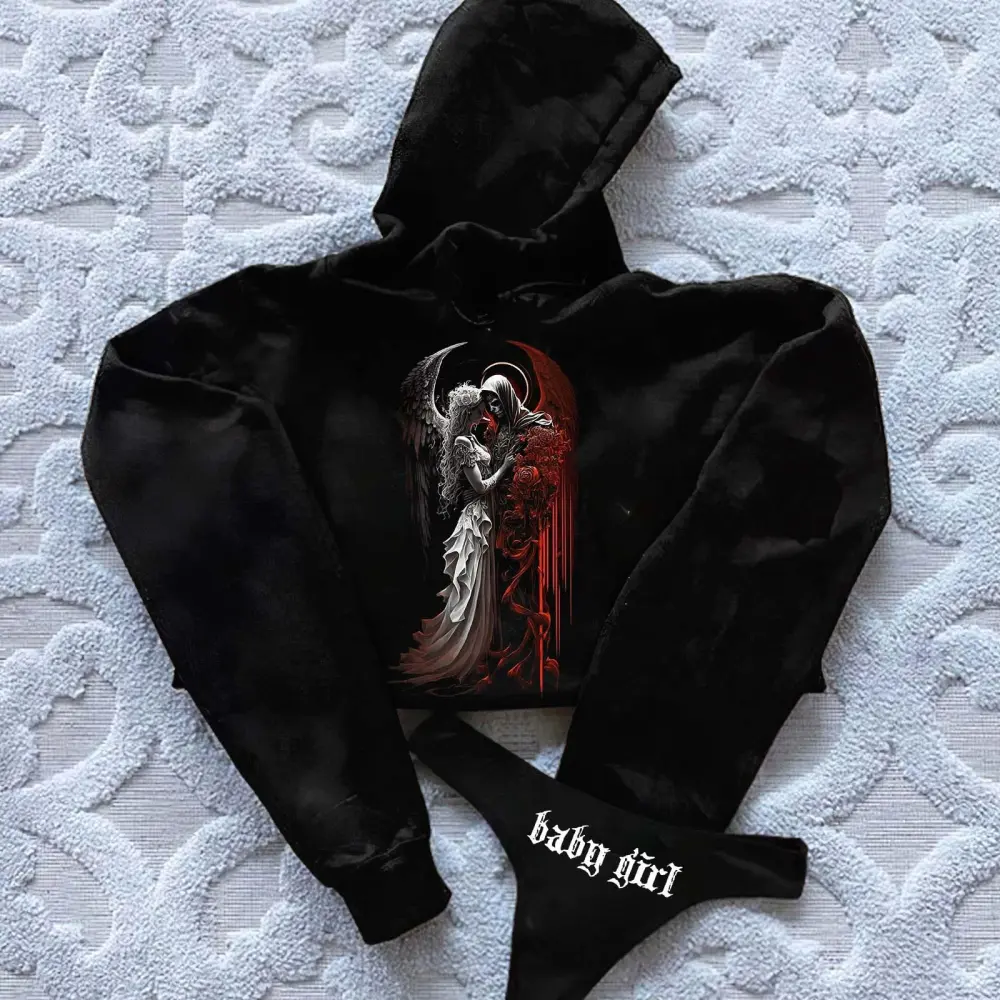 Baby Girl Printed Women's Cropped Hoodie & Thong Sets
