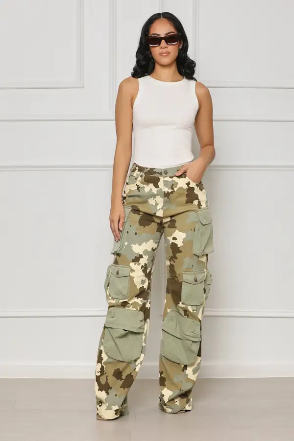 Weekend Chaos Cargo Pants (Tan Multi)- FINAL SALE