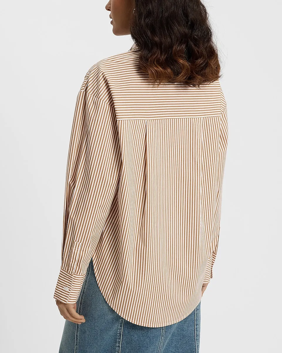 Striped Embellished Collar Boyfriend Portofino Shirt