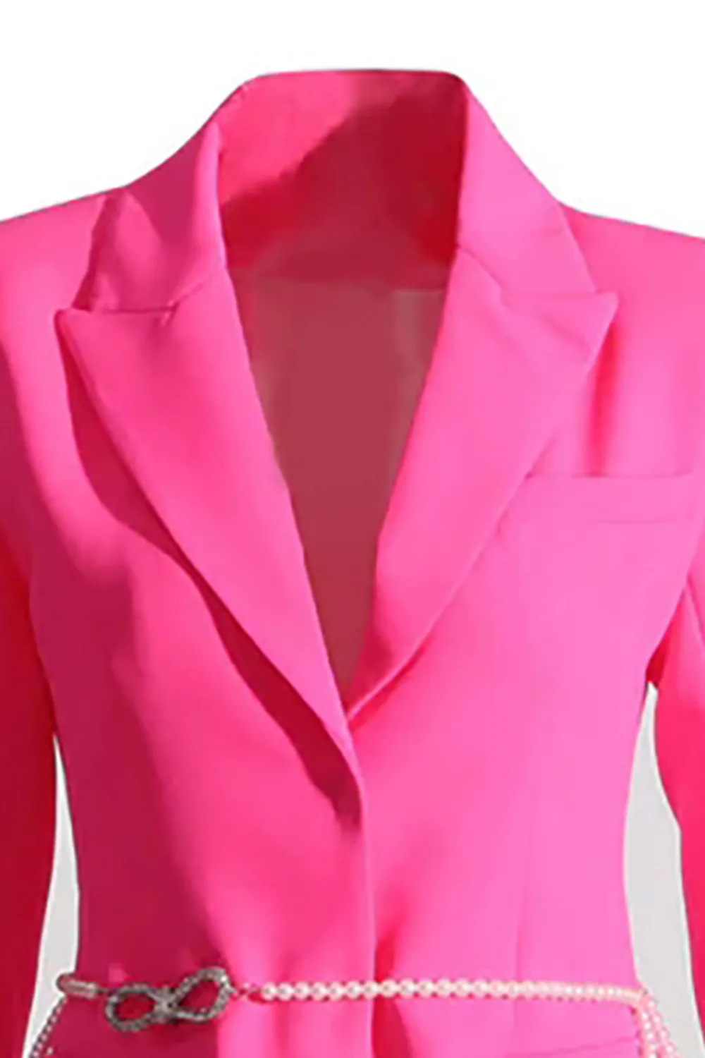 Sweet Faux Pearl Belted Cinched Waist Cutout Crystal Bow Party Blazer