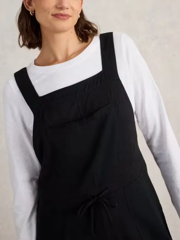 Daphne Jersey Dungaree In Pure Black