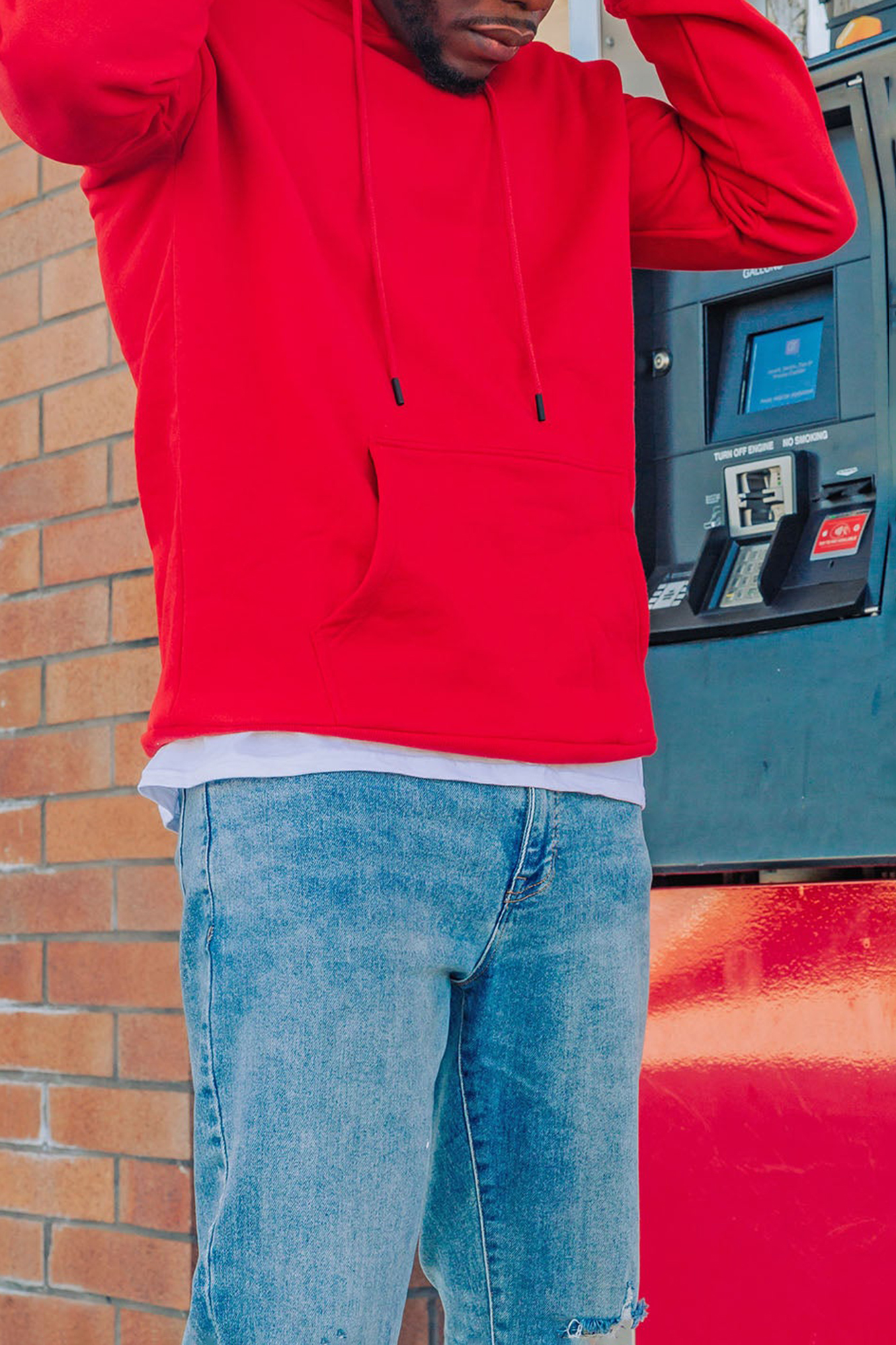 Solid Color Hoodie - Red