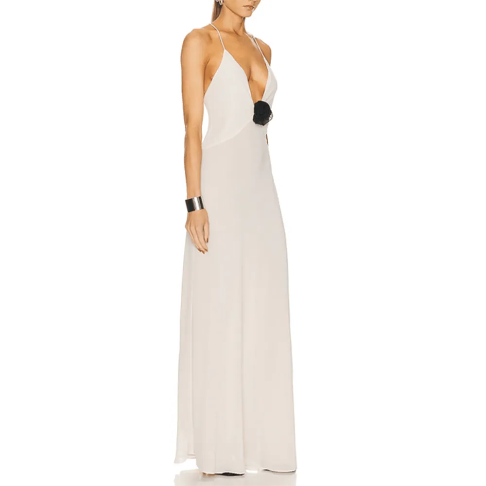 Blossom Bliss Deep V-Neck Maxi Dress