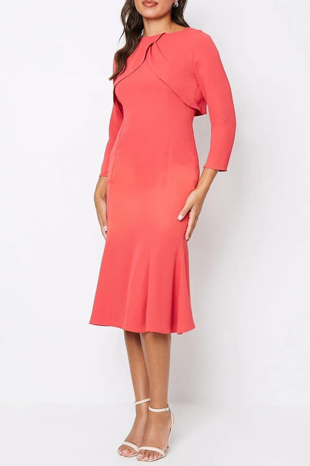 Tulip Bodice Long Sleeve Midi Dress