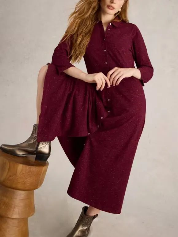 Rua Sparkle Jersey Dress In Dk Plum