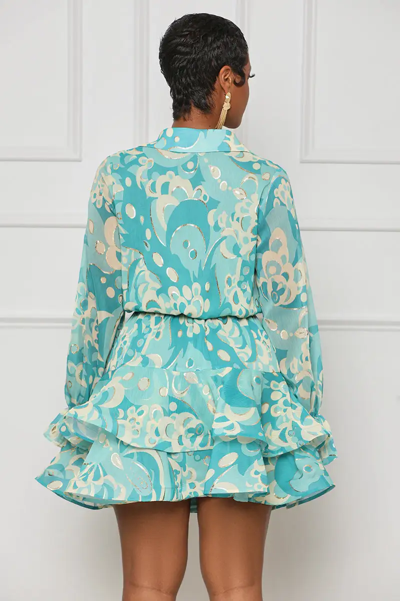In Bloom Peplum Mini Dress (Green Multi)- FINAL SALE