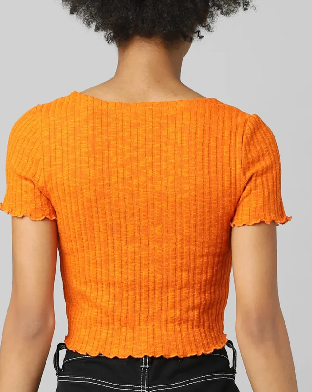 Orange Cropped Tie-Up Top