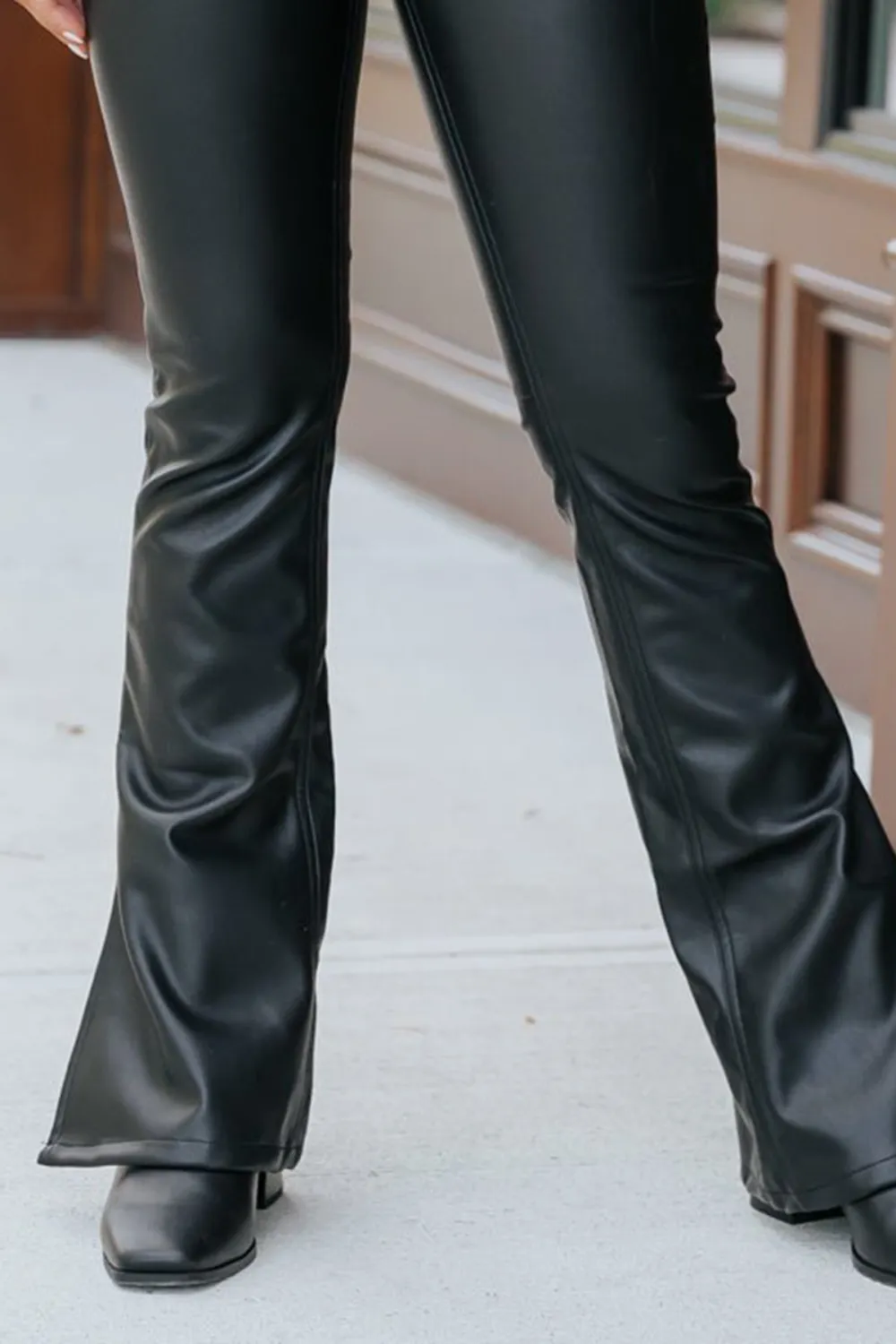 Black Vegan Slit Boot Pants