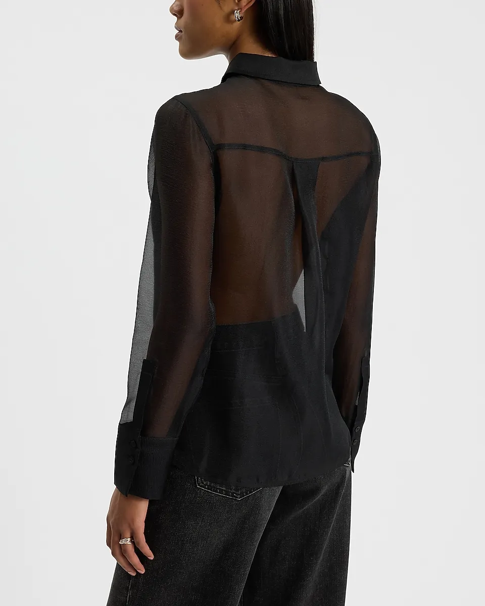 Sheer Double Pocket Relaxed Portofino Shirt