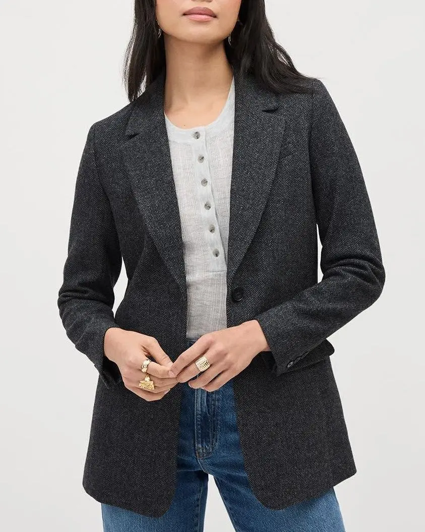 Herringbone Two-Button Wool Blazer