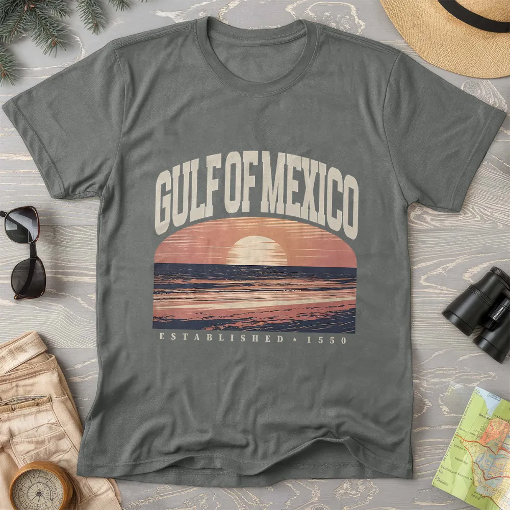 Gulf Of Mexico Varsity Sunset Comfort Colors T-Shirt