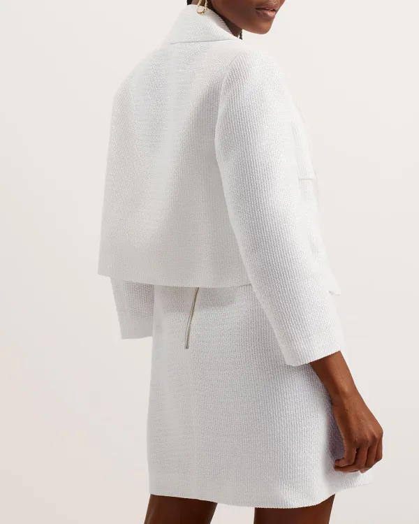 Shiroi Cropped Woven Tailored Jacket White