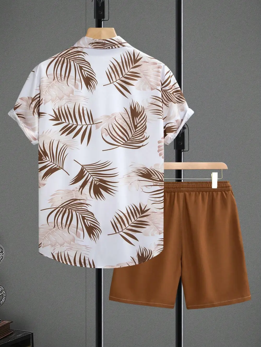 2pcs Men's Floral Print Shirt And  Pocket Shorts Set Men Summer Outfits