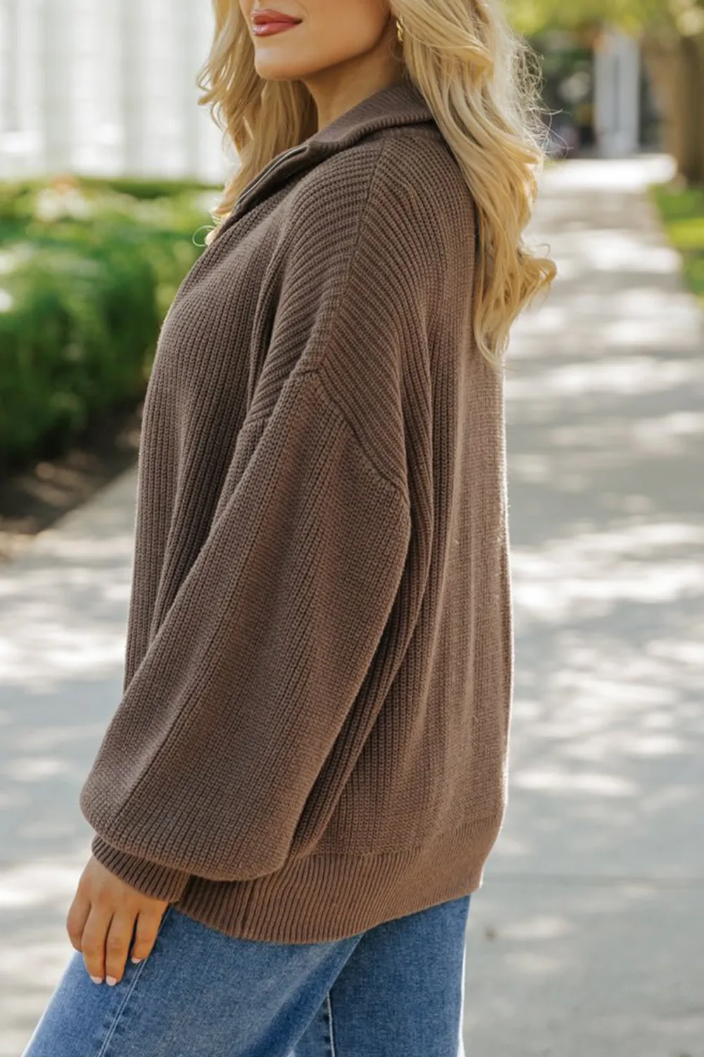 Mocha Zip Up Sweater Jacket