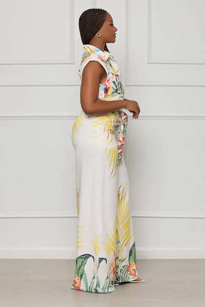 Moments Of Spring Jumpsuit (White Multi)- FINAL SALE