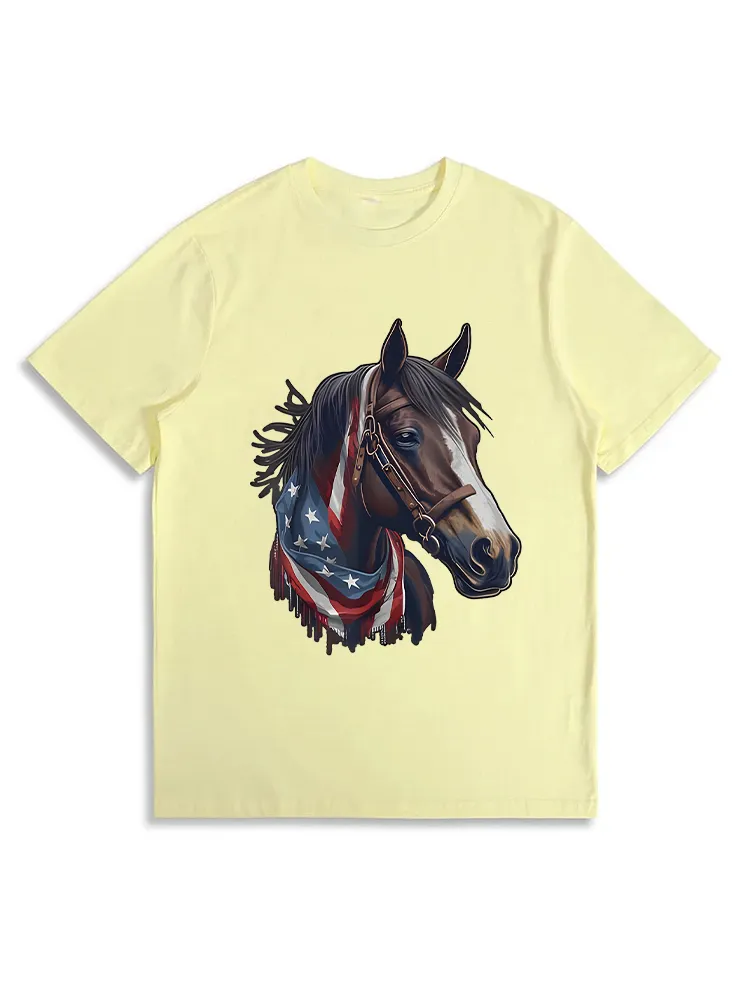 Usa 4Th Of July Horse On Patriotic American Horse Women T-Shirt