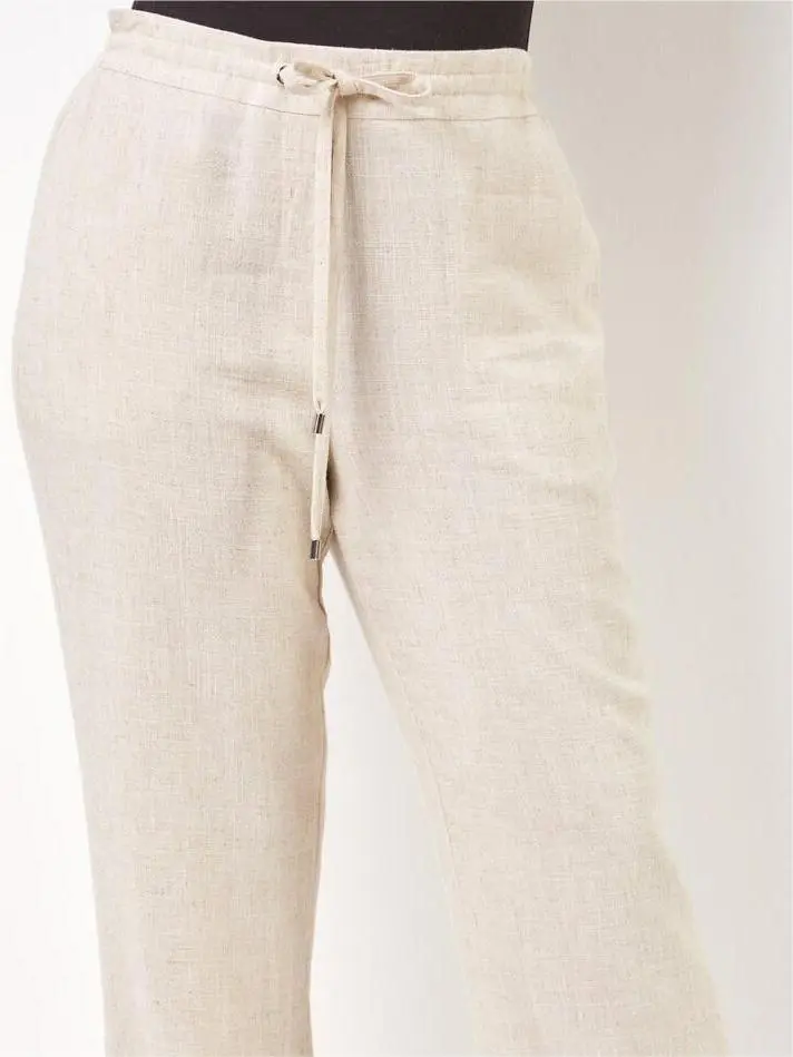 Off-white casual cotton and linen trousers