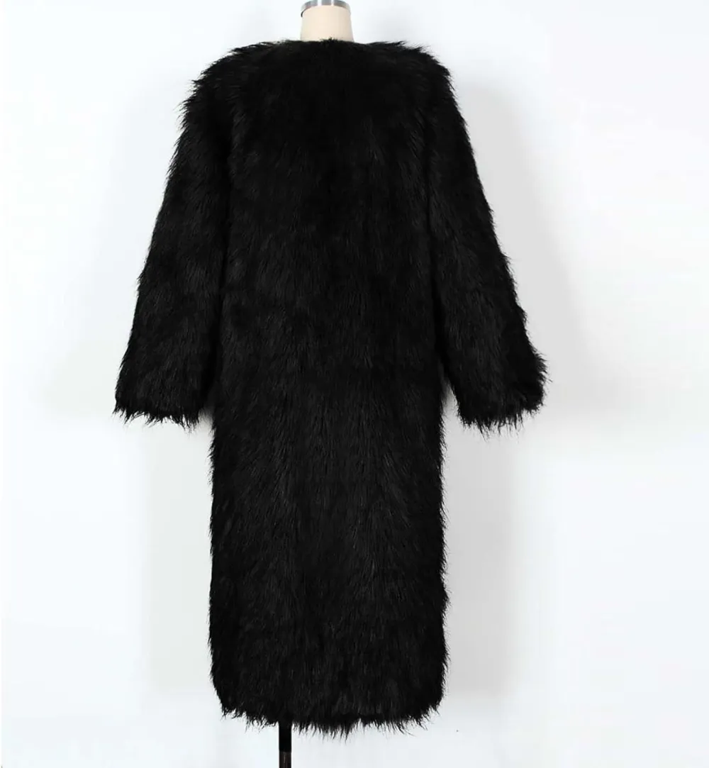 Mzkdieey Womens Faux Fur Warm Winter Coat Luxury Fluffy Parka Jacket Casual Open Front Cardigan Long Coat Outwear Overcoat