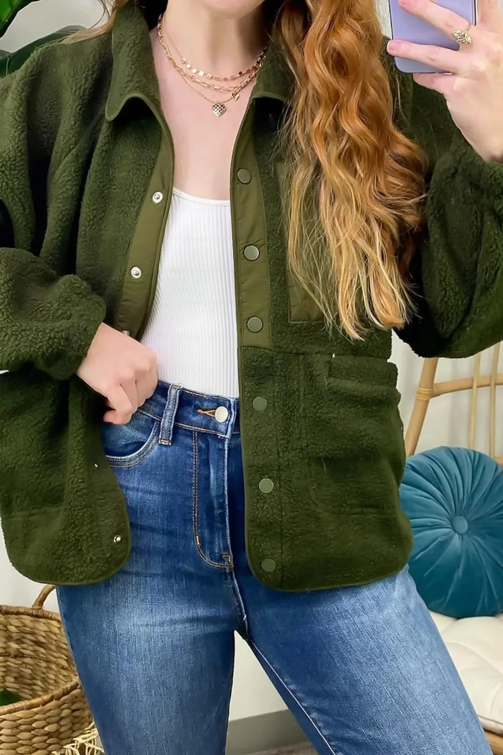 Coziest Option Fleece Snap Button Jacket